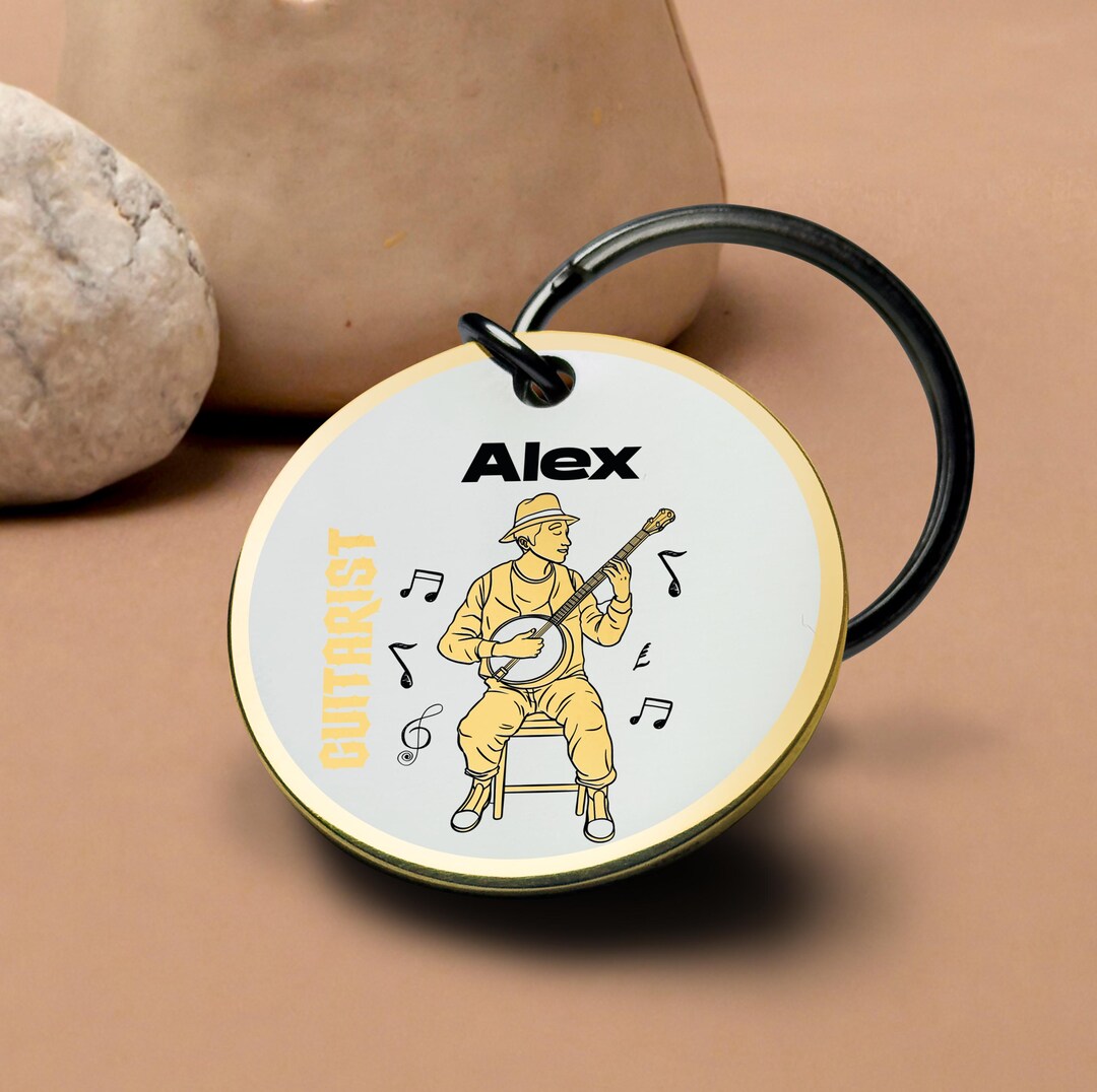 Vintage Banjo Keychain Folk Music Keyring Engraved Unique Gift for ...
