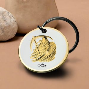Cloaked Reaper sleutelhanger gotische horror kunst cadeau aangepaste aandenken donkere esthetische dood skelet symbool sleutelhanger beste Valentijnsdag cadeau voor hem