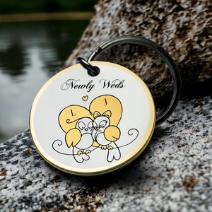 Llavero con forma de agapornis para recién casados, regalo romántico, bonito recuerdo, llavero de boda, pareja encantadora especial, celebración, el mejor regalo de San Valentín para él