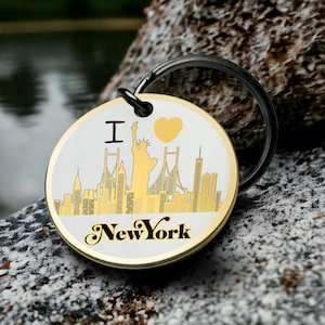 Portachiavi New York City Skyline Portachiavi Regalo per amanti dei viaggi Panoramico Urbano Vacanza Punto di riferimento Souvenir Regalo carino Il miglior regalo di San Valentino per lui