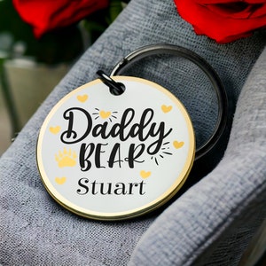 Llavero de papá oso personalizado, regalo personalizado, diseño de huella de pata de oso para el día del padre amoroso, llavero de regalo, el mejor regalo del día de San Valentín para él