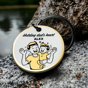Llavero con forma de corazón de papá, amuleto de amor paterno, recuerdo sentimental, llavero de unión, regalo grabado para papá e hijo, el mejor regalo de San Valentín para él