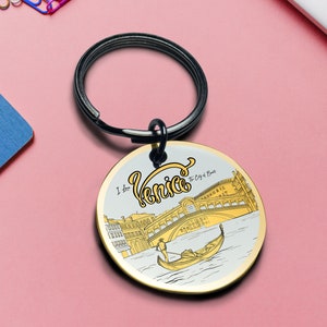 Romantic Venice Keychain, Venice Memorabilia, Italian Souvenir, Waterways Keychain, Personalized Travel Accessories, Italian Travel Gift