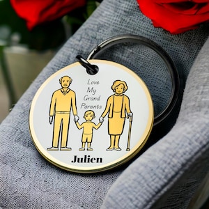 Portachiavi "Ama i miei nonni", regalo personalizzato, ciondolo sentimentale personalizzato, portachiavi unico per la famiglia e i nipoti, il miglior regalo di San Valentino per lui