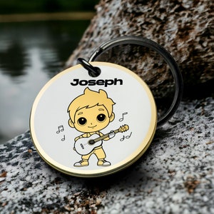 Llavero de guitarrista, llavero de música acústica, lindo regalo para amantes de la guitarra, recuerdo grabado personalizado para músicos, el mejor regalo de San Valentín para él