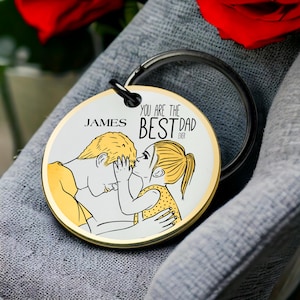 Tedere vader liefde sleutelhanger dochter vader sleutelhanger zoet moment bedel aangepaste ouder cadeau familie band aandenken Beste Valentijnsdag cadeau voor hem