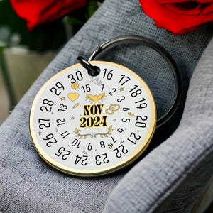Sleutelhanger trouwkalender november 2024 aangepaste datum sleutelhanger gepersonaliseerd net getrouwd cadeau voor bruid bruidegom Beste valentijnsdagcadeau voor hem