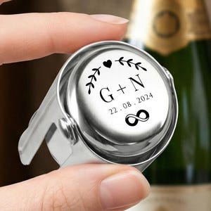 Personalised Couple Initials Bottle Stopper Custom Infinity Love Heart Date Champagne Wine Cork Wedding Engagement Anniversary Gift Keepsake