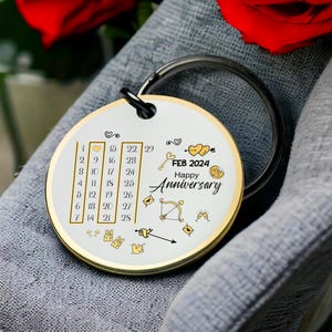 Romantischer Kalender Schlüsselbund Liebe Datum Andenken Personalisierte Jahrestag Geschenk Benutzerdefinierte Paar Memory Keyring Beste Valentinstag Geschenk für ihn