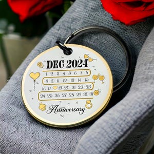 December verjaardag sleutelhanger gepersonaliseerde kalender datum romantisch cadeau aandenken voor paar echtgenoot liefdescadeau beste valentijnsdag cadeau voor hem