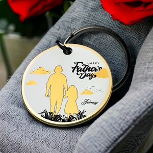 Vader dochter liefde sleutelhanger silhouet kunst aandenken Fijne Vaderdag cadeau sentimentele bedel voor vader Beste Valentijnsdagcadeau voor hem