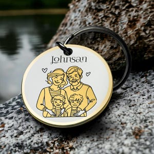 Familieportret sleutelhanger Gepersonaliseerd cadeau Aangepaste sleutelhanger Speciaal ontwerp voor familieliefde Unieke sleutelhangerkunst Beste valentijnsdagcadeau voor hem
