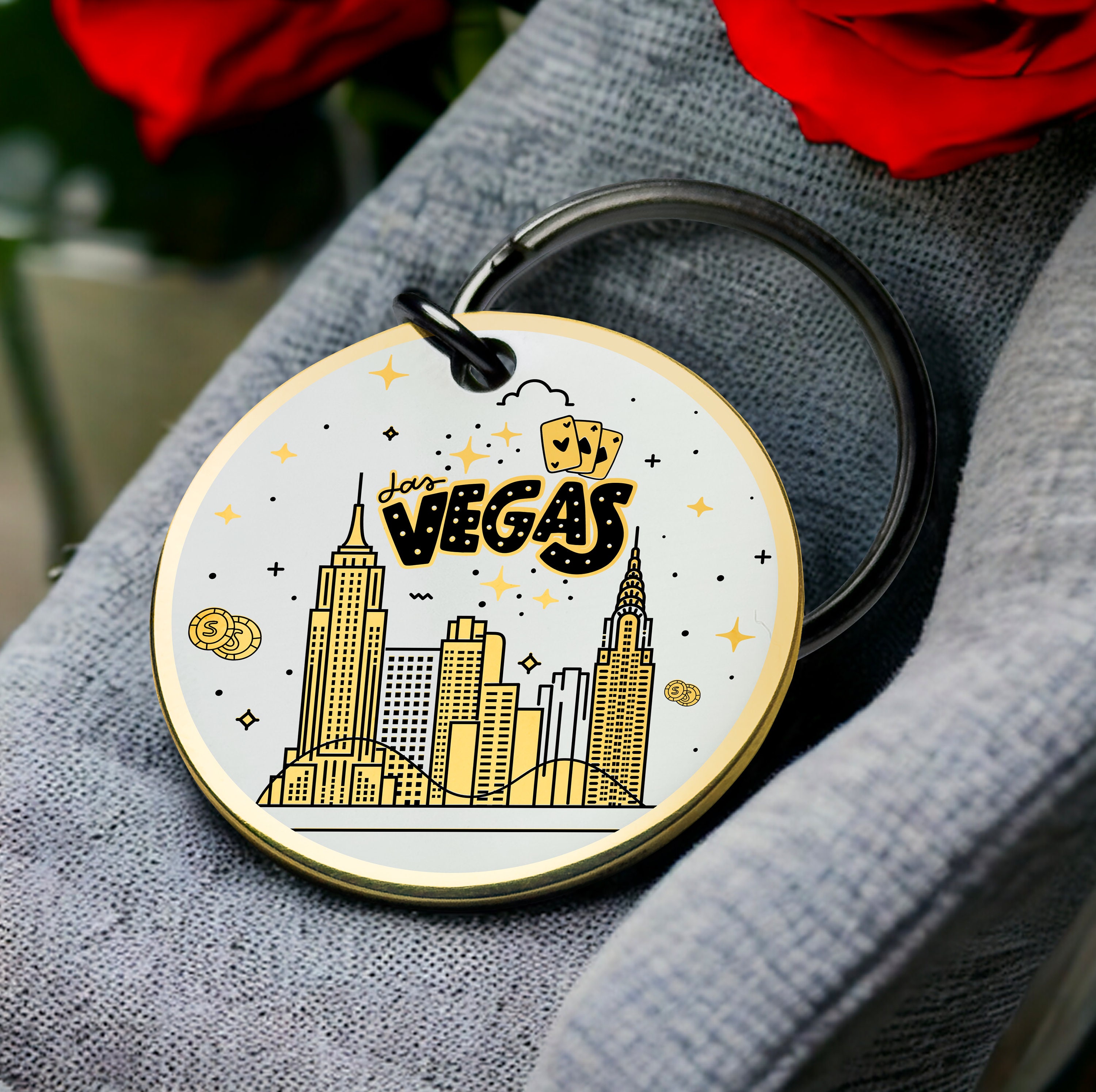 Las Vegas Keychain, Las Vegas Travel Key ring, Vibrant Las Vegas Keychain, Stylish Las Vegas, Vegas Strip Keepsake, Skyline Souvenir