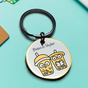 Portachiavi Bubble Tea personalizzato, regalo di coppia carino e personalizzato, regalo unico per gli amanti delle bevande, ricordo per sempre, regalo romantico Il miglior regalo di San Valentino per lui