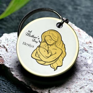Llavero del primer día de la madre Regalo para mamá amorosa y bebé Llavero personalizado para la nueva maternidad Regalo sentimental El mejor regalo del día de San Valentín para él