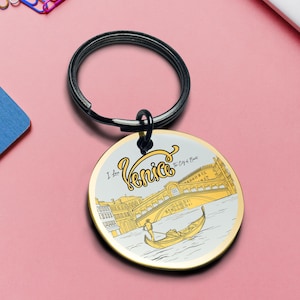Llavero de Venecia, llavero de paisaje urbano de Italia, regalo de viaje, escénico, romántico, vacaciones, lugar de interés, recuerdo, regalo para enamorados, el mejor regalo de San Valentín para él.