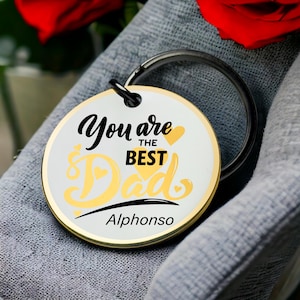 Llavero con el mejor papá del mundo, llavero con beso de hija, regalo de momento amoroso para papá, vínculo entre hija y padre, regalo del Día del Padre, el mejor regalo de San Valentín para él.