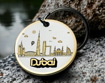 Dubai Destination Keychain, Ideal for Dubai Lovers, Stylish Dubai Keychain with charm, Personalized Dubai Keychain, Dubai Skyline Key ring