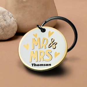 Mr. & Mrs. Keychain Personalized Gift Custom Keepsake for Couple Love Wedding Memory Celebration Keyring Best valentines day gift for him