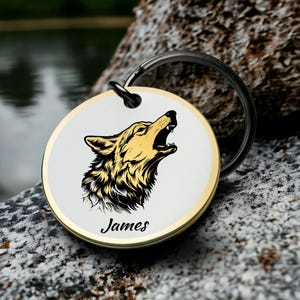 Llavero de lobo aullando, regalo de naturaleza salvaje, recuerdo personalizado, tótem animal, símbolo de fuerza, espíritu, llavero único, el mejor regalo de San Valentín para él.