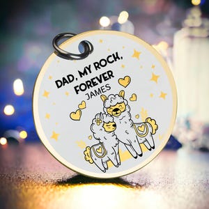 Lama papa sleutelhanger schattige dieren sleutelhanger gegraveerd gepersonaliseerd vaderdagcadeau voor hem Jubileumherinnering Beste valentijnsdagcadeau voor hem