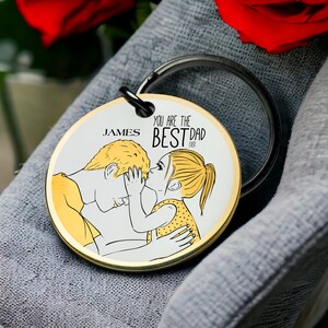 You are the best daddy, personalised daddy gift, fist bump keyring, special name key chain, engraved disc, fathers day gift,dad and daughter