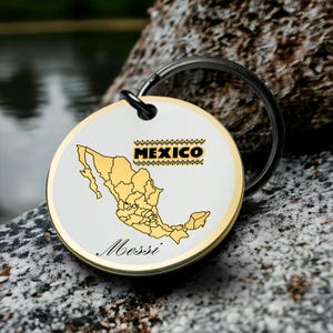 Mexiko Keychain Gravierte Gold Reise Souvenir Benutzerdefinierte Name Geschenk für Ihn Ihre Landkarte Wahrzeichen Runde Metall Schlüsselanhänger Lateinamerika
