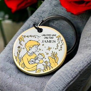Vader baby liefde sleutelhanger pasgeboren vader sleutelhanger schattige baby vader cadeau aangepaste eerste keer vader aandenken token beste Valentijnsdag cadeau voor hem
