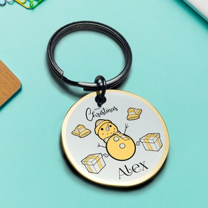 Snowman and Presents Christmas Keychain - Cute Snowman Keyring, Wrapped Gifts and Merry Holiday Greetings Key Ring 22