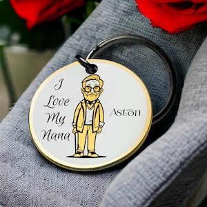 Llavero con el amor de Nana, llavero de abuelo, regalo de recuerdo grabado personalizado para la memoria familiar y el arte del amor de los ancianos, el mejor regalo del día de San Valentín para él