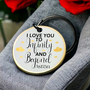 Infinity and Beyond liefde sleutelhanger gepersonaliseerd romantisch handgemaakt token uniek koppel cadeau schattige sleutelhanger Beste Valentijnsdagcadeau voor hem