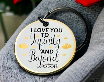 L&#39;infini et au-delà de l&#39;amour porte-clés personnalisé romantique jeton fait main cadeau couple unique joli porte-clés Meilleur cadeau pour la Saint-Valentin pour lui