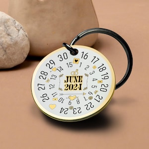 Juni bruiloft sleutelhanger kalenderdatum gepersonaliseerde bruids aandenken romantisch cadeau man vrouw verjaardag beste Valentijnsdag cadeau voor hem
