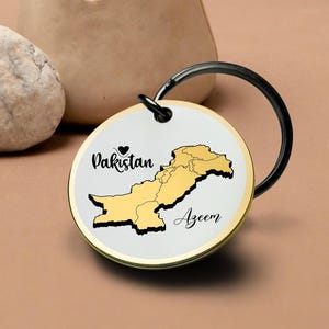 Pakistan kaart sleutelhanger gegraveerd aangepaste metalen reissouvenir gepersonaliseerde aandenken land vorm sleutelhanger cadeau voor ontdekkingsreiziger cultuur trots cadeau
