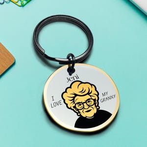 J'aime ma grand-mère porte-clés gravé porte-clés grand-mère souvenir personnalisé pour l'amour de la famille et le lien grand-parent meilleur cadeau pour la Saint-Valentin pour lui