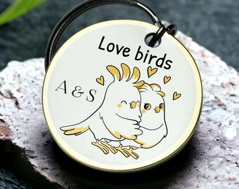 Porte-clés personnalisé oiseaux d&#39;amour, cadeau romantique personnalisé pour couples