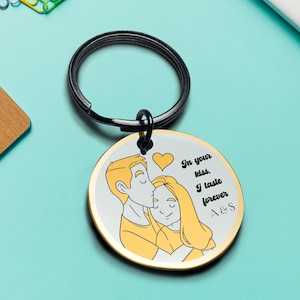Benutzerdefinierte romantische Kuss Keychain Personalisierte Paar Geschenk Symbol der Liebe Nettes Andenken für immer süße Erinnerung Beste Valentinstag Geschenk für ihn