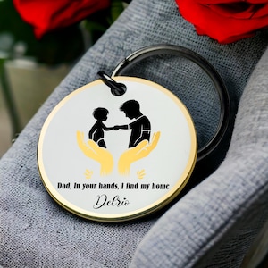 Llavero de amor de padre, regalo sentimental del niño, hogar en tus manos, recuerdo de papá, amuleto único y sincero, el mejor regalo del día de San Valentín para él