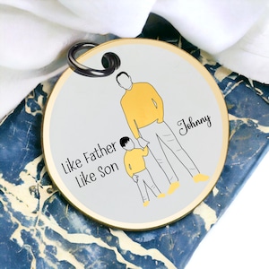 Llavero de padre e hijo, amuleto de amor familiar personalizado, regalo personalizado para papá, recuerdo del Día del Padre, símbolo de vínculo padre e hijo, el mejor amuleto de San Valentín