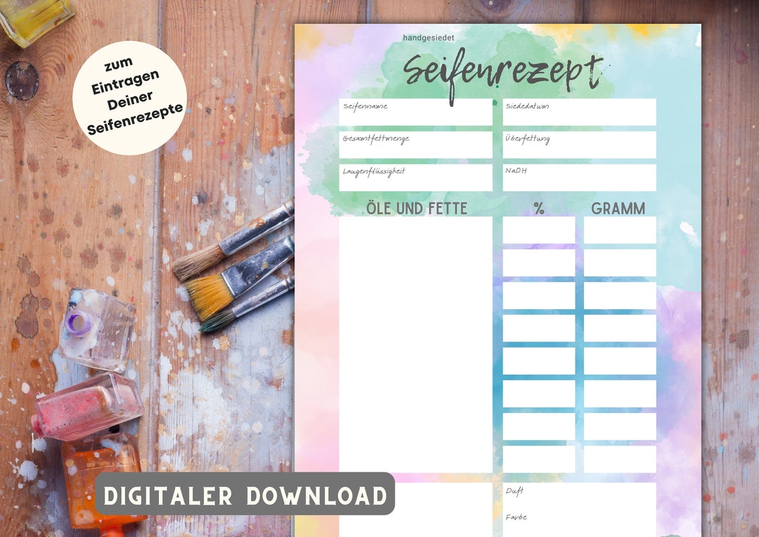Printable Soap Recipe Template - Etsy