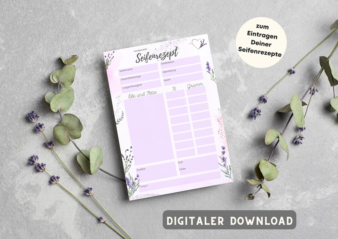 Printable Soap Recipe Template - Etsy