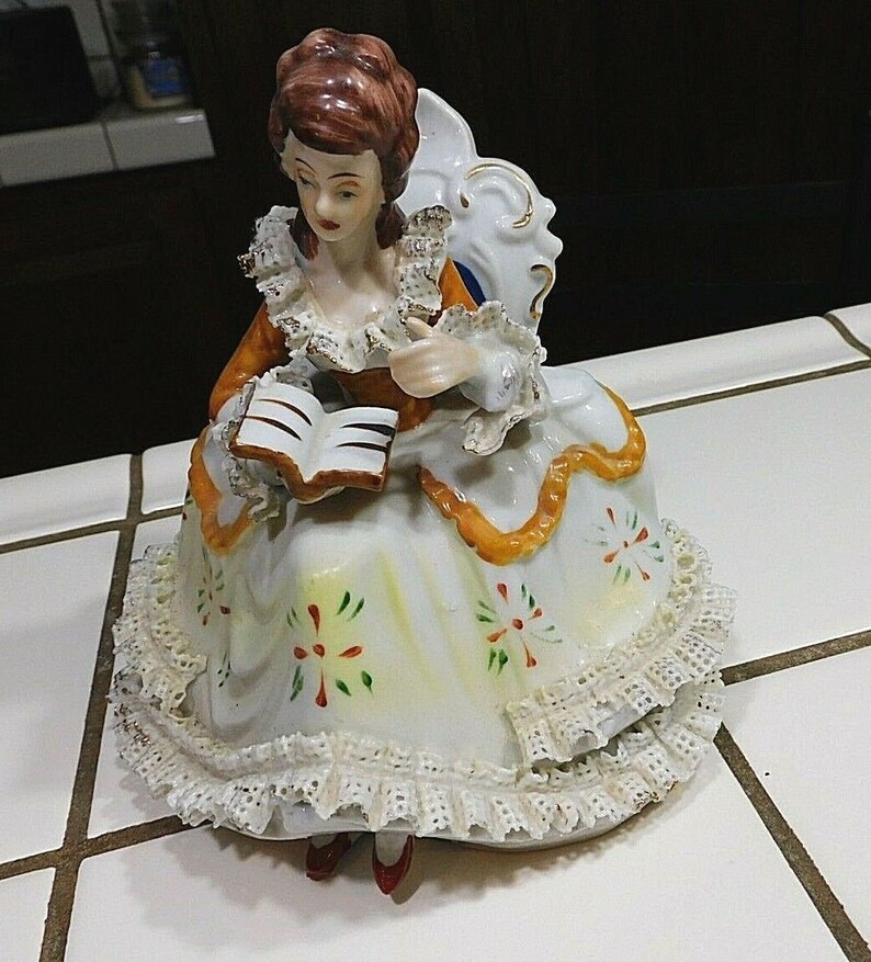 Antique DRESDEN LACE Statue Porcelain Figure 61/2 Tall Etsy