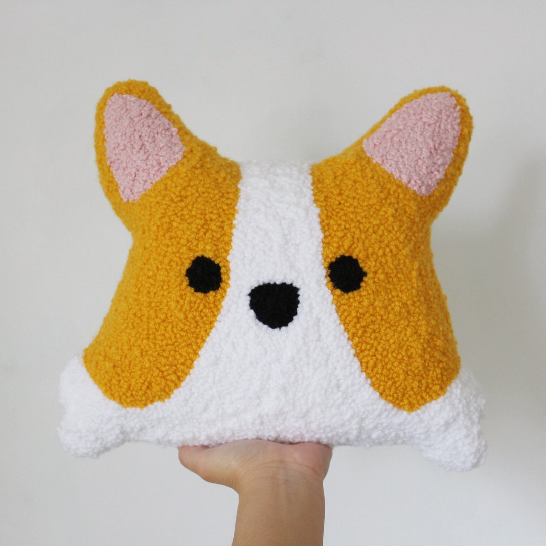 Punch Needle Head Pillowdog Cushiondog Head Etsy