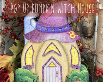 Printable Halloween Dollhouse, Paper Witch House, Portable, Foldable, Coloring, Party Activities, Paper Craft, 8.5x11inch, Digital Download
