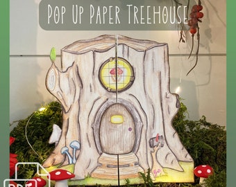 Maison de poupée Pop Up imprimable, Paper Tree House, Portable, Pliable, DIY, Coloring, Party Activities, Paper Craft, 8.5x11inch, Instant Download