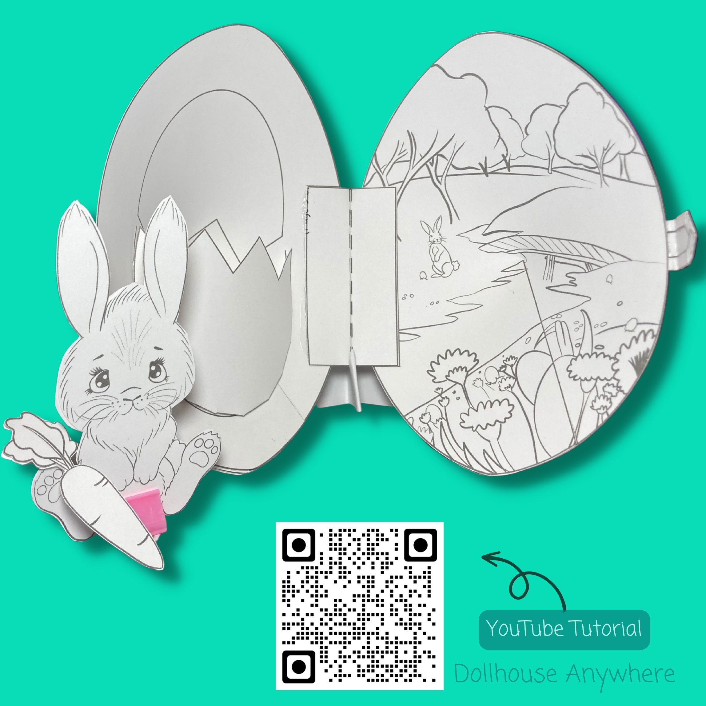 Printable Easter Bunny in an Egg (coloring Book Version), Paper Egg ...