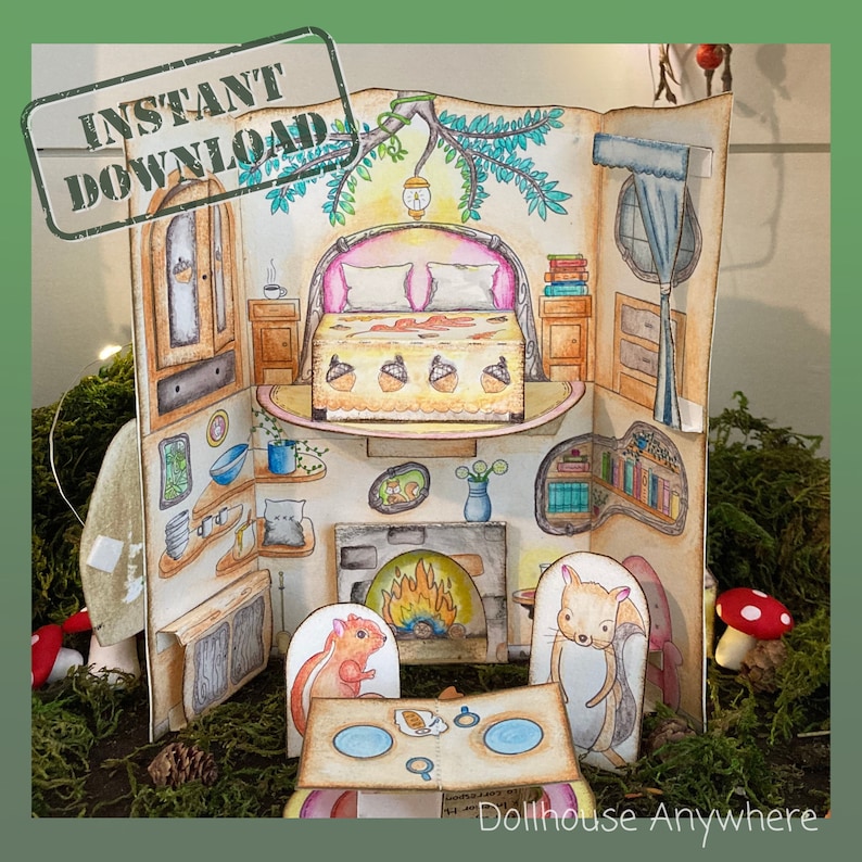 Printable Pop up Dollhouse, Paper Tree House, Portable, Foldable, DIY ...