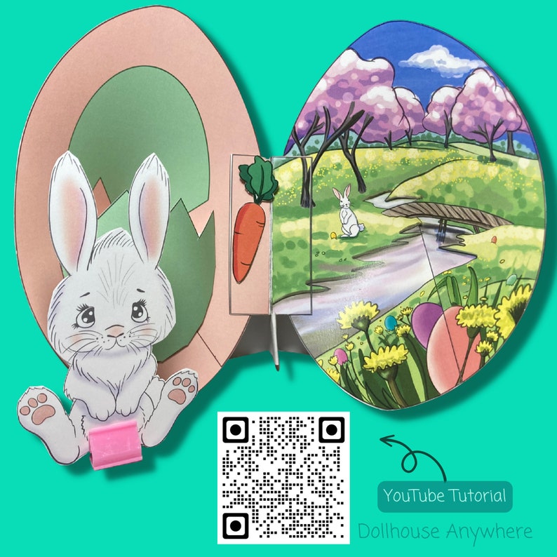 Printable Easter Bunny in an Egg Play Set, Paper Egg, Portable, Paper ...