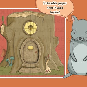 Printable Pop Up Dollhouse, Full-Color, Paper Tree House, Portable, Foldable, DIY, Party Activities, Paper Craft, 8.5x11inch, Digital Item image 2