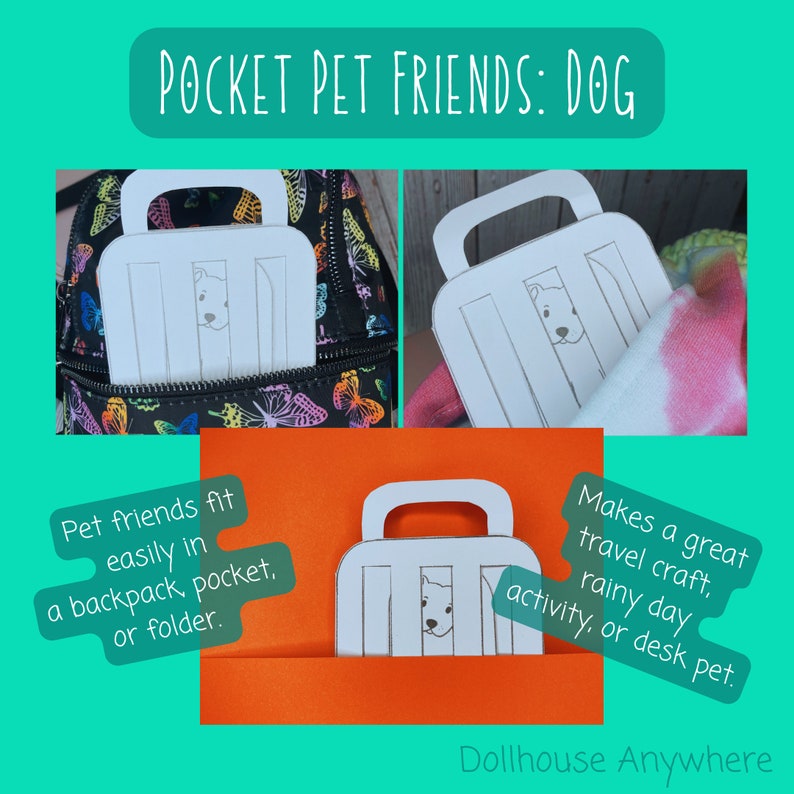 Printable Pocket Pet Friend Dog coloring Book Version, Paper Dog House